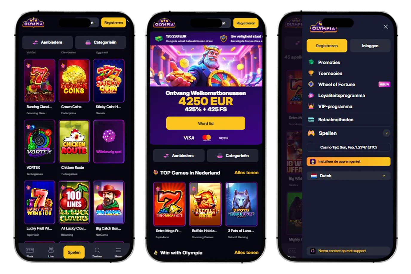 WinOlympia Casino Mobiele versie en app