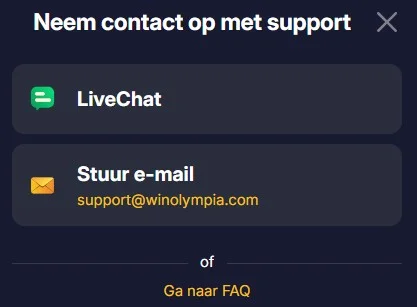 WinOlympia Casino Klantenservice
